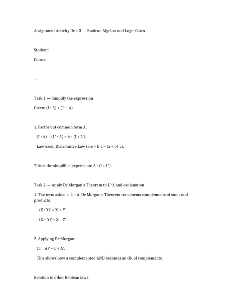 Boolean Algebra and Logic Gates Guide | PDF