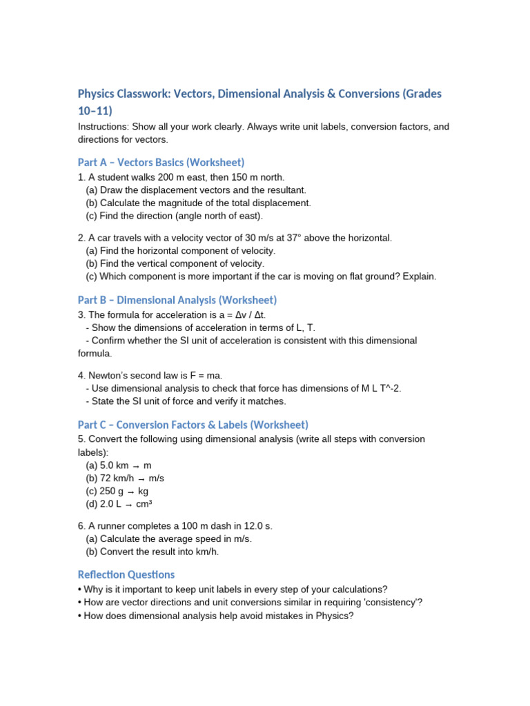 Physics Vectors & Dimensional Analysis Guide | PDF | Acceleration ...