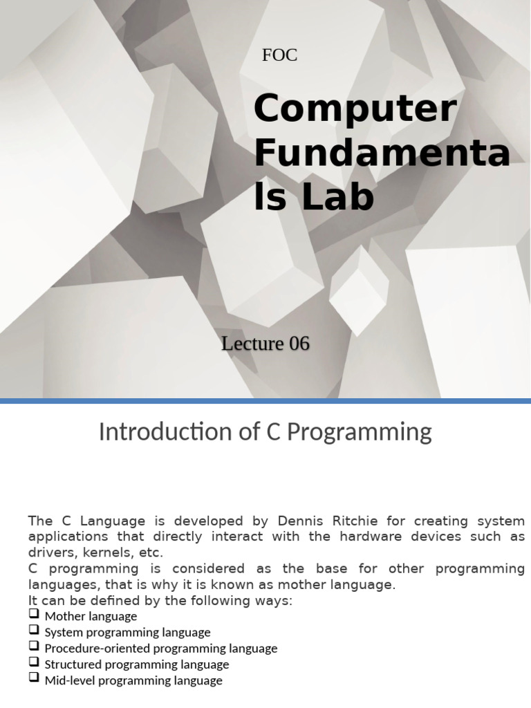 Computer Fundamentals Lab Lecture 06 | PDF | Reserved Word | Variable ...