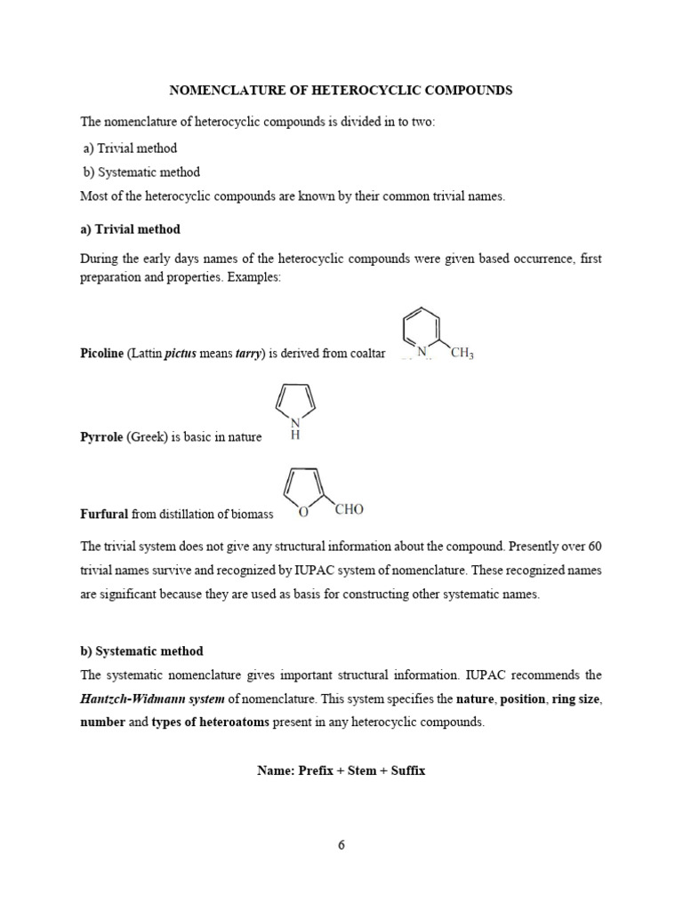 Heterocyclic Compounds Nomenclature Guide | PDF | Heterocyclic Compound ...