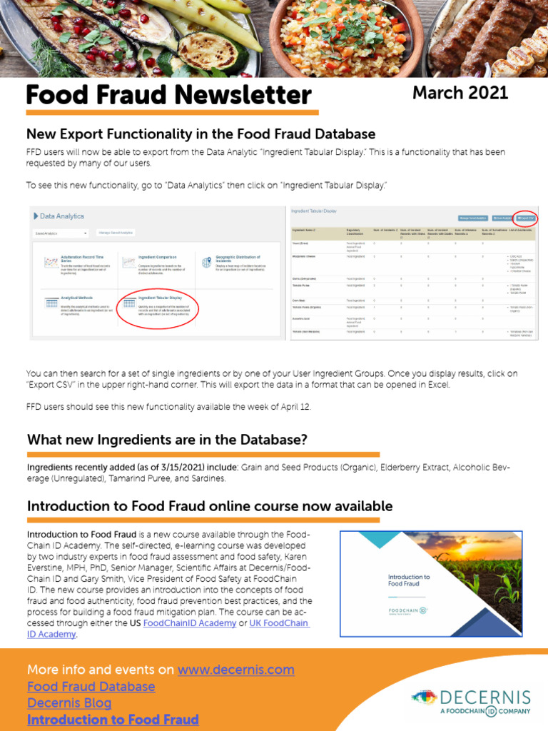 New Export Feature in Food Fraud Database | PDF | Nuclear Magnetic ...
