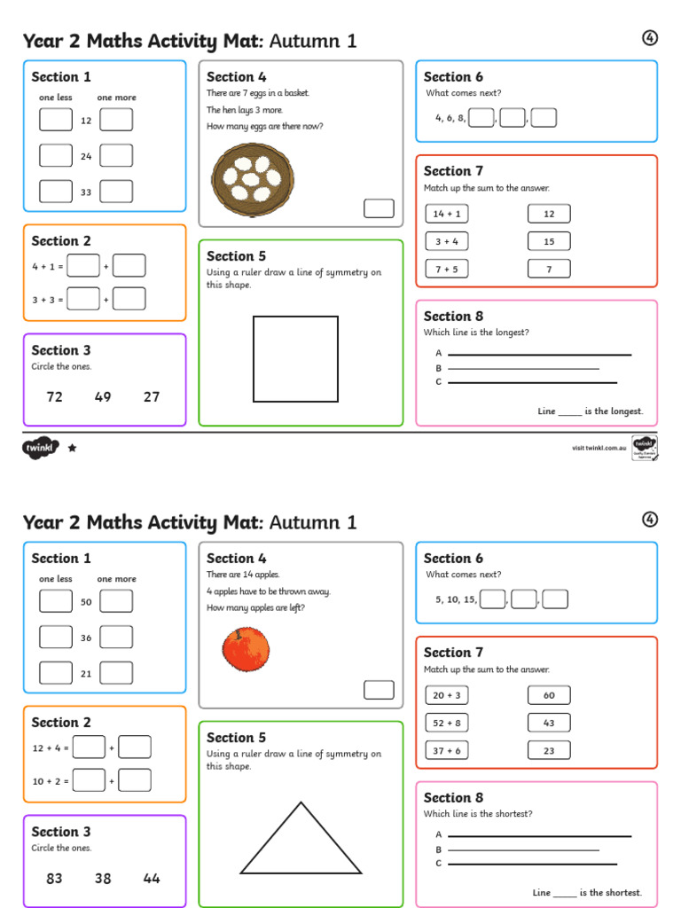 Y2 Maths Autumn Version 1 Mat 4 | PDF | Geometry | Mathematics