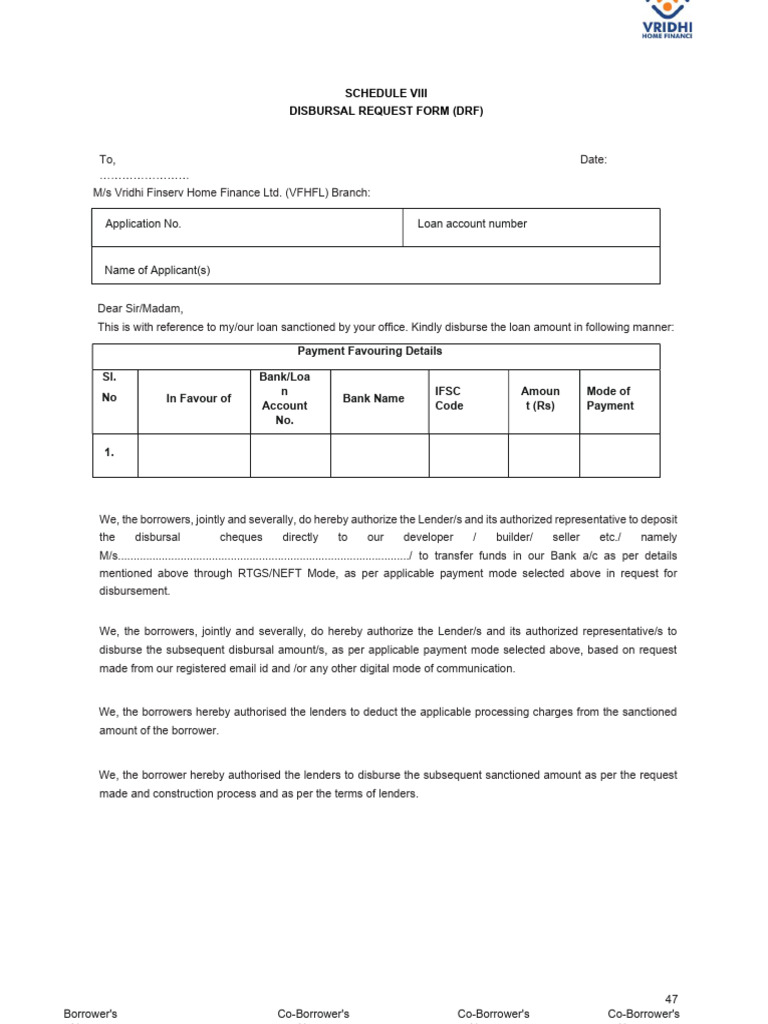 Loan Disbursal Request Form Template | PDF | Loans | Private Sector