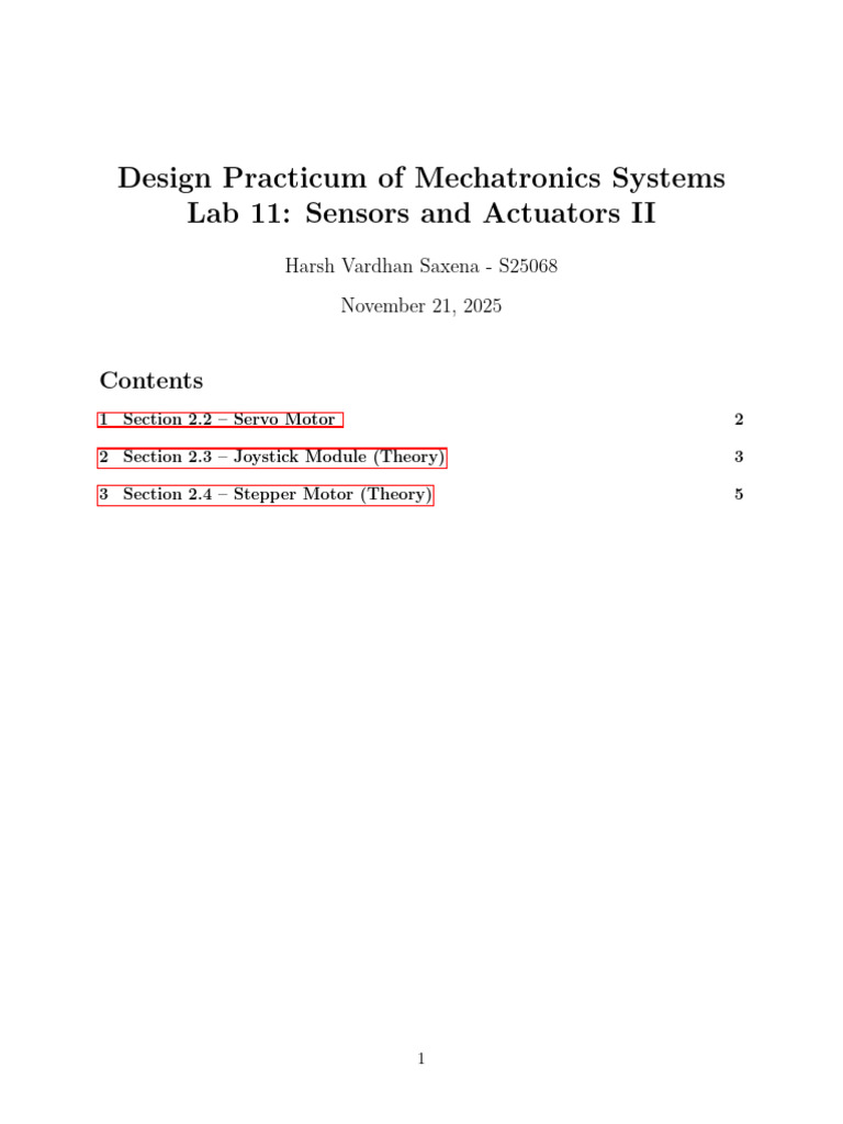 Mechatronics Lab: Sensors & Actuators II | PDF | Electric Motor ...