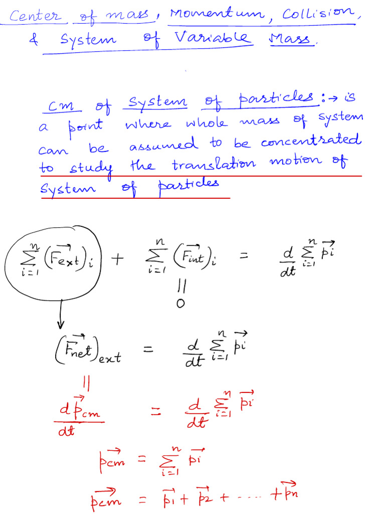 Center of mass_250909_224726 | PDF | Momentum | Equations