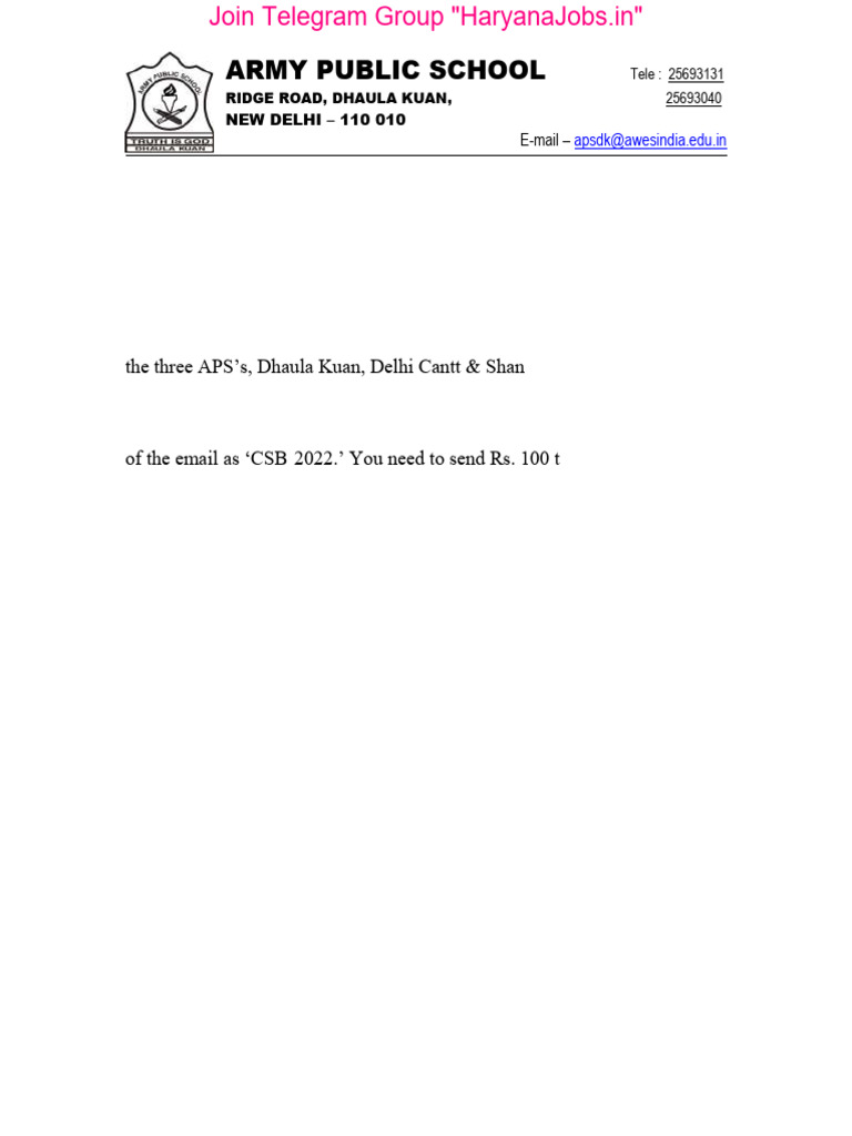 APS Delhi Recruitment 2022 Notification and Application Form | PDF ...