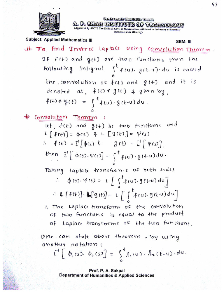 2.3] ILT by Convolution Theorem (1) | PDF
