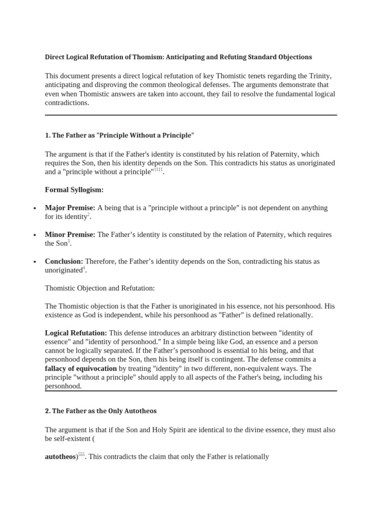 Refuting Thomism: Logical Contradictions Explained | PDF | Thomism ...