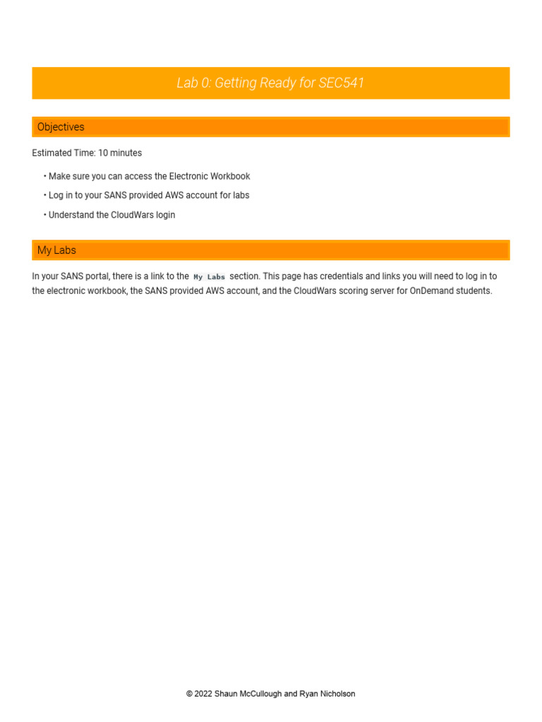 SEC541 Lab 0: AWS Account Setup Guide | PDF | User (Computing) | Computing