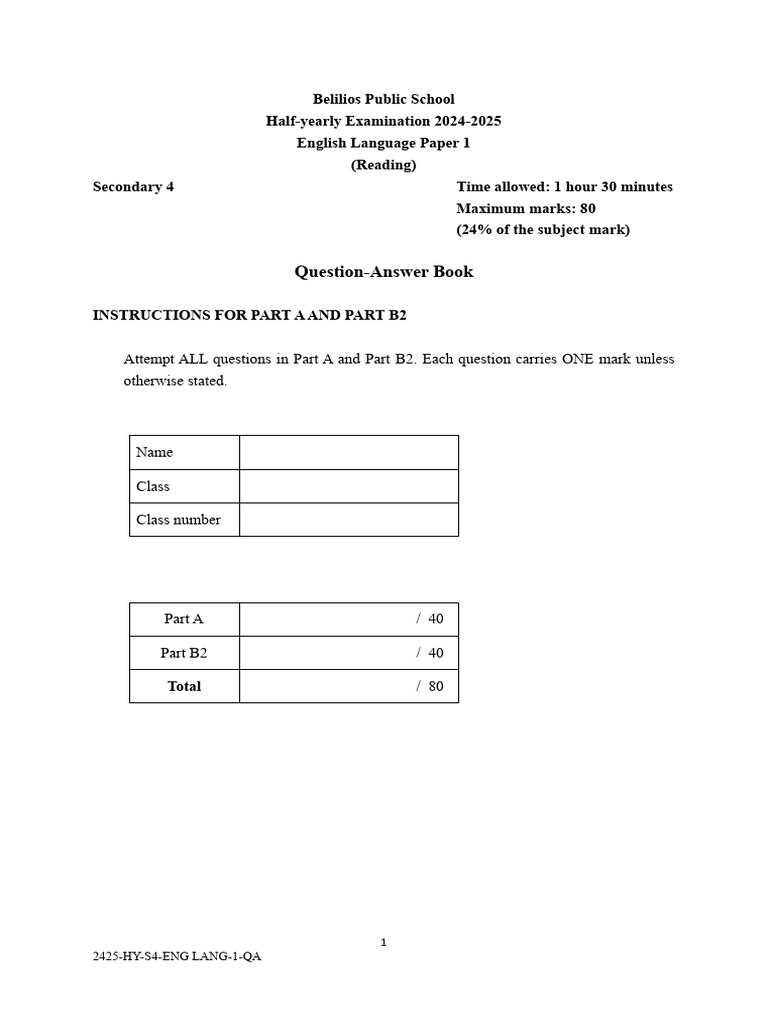 English Language Exam Paper 2024-2025 | PDF | Extraterrestrial Life ...