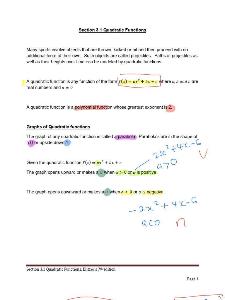 Understanding Quadratic Functions | PDF | Mathematics | Mathematical ...