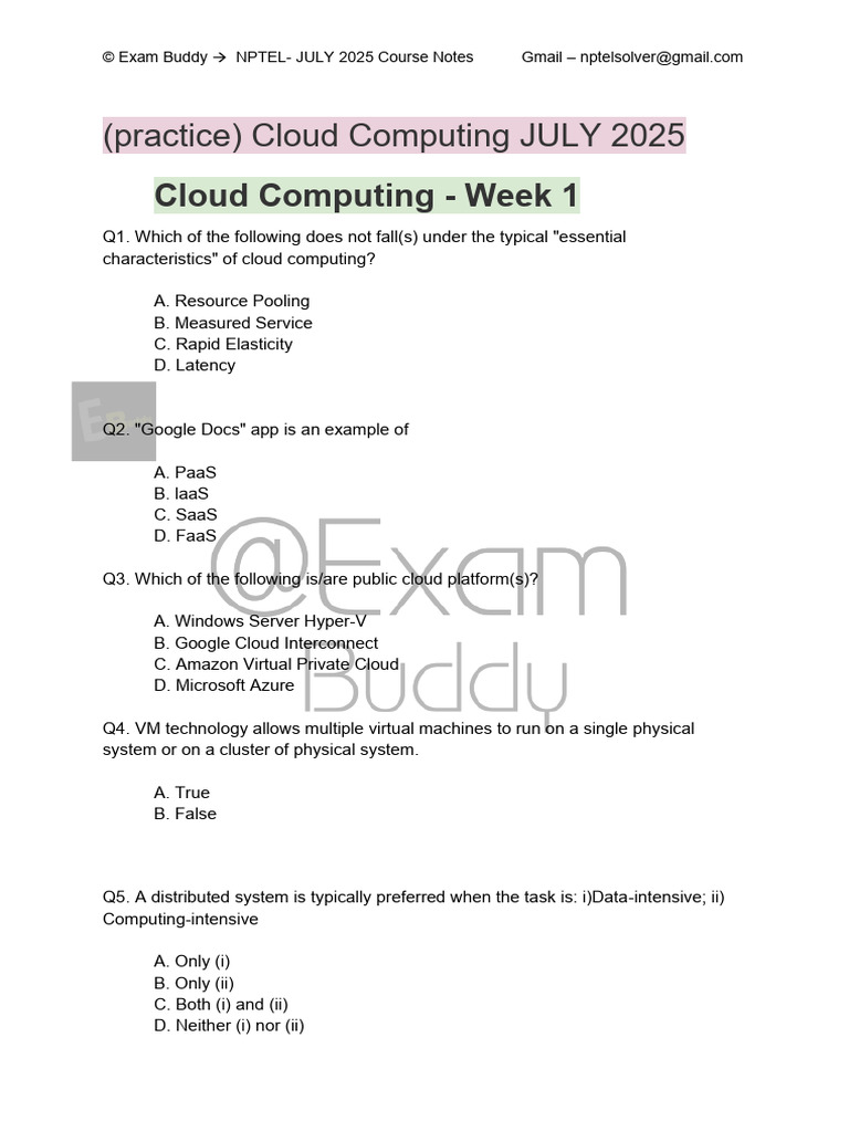 Cloud Computing Course Notes - July 2025 | PDF | Cloud Computing ...