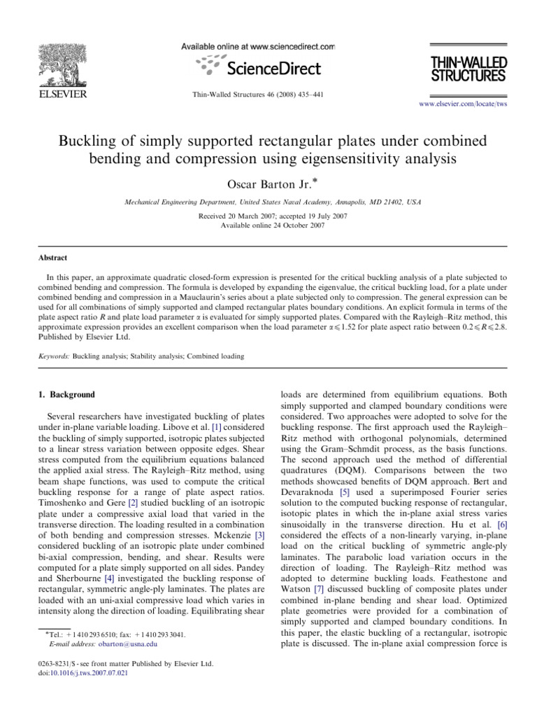 Buckling Analysis of Plates Under Bending | PDF | Buckling | Bending