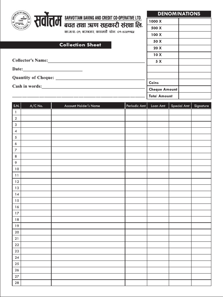 Collection Sheet | PDF