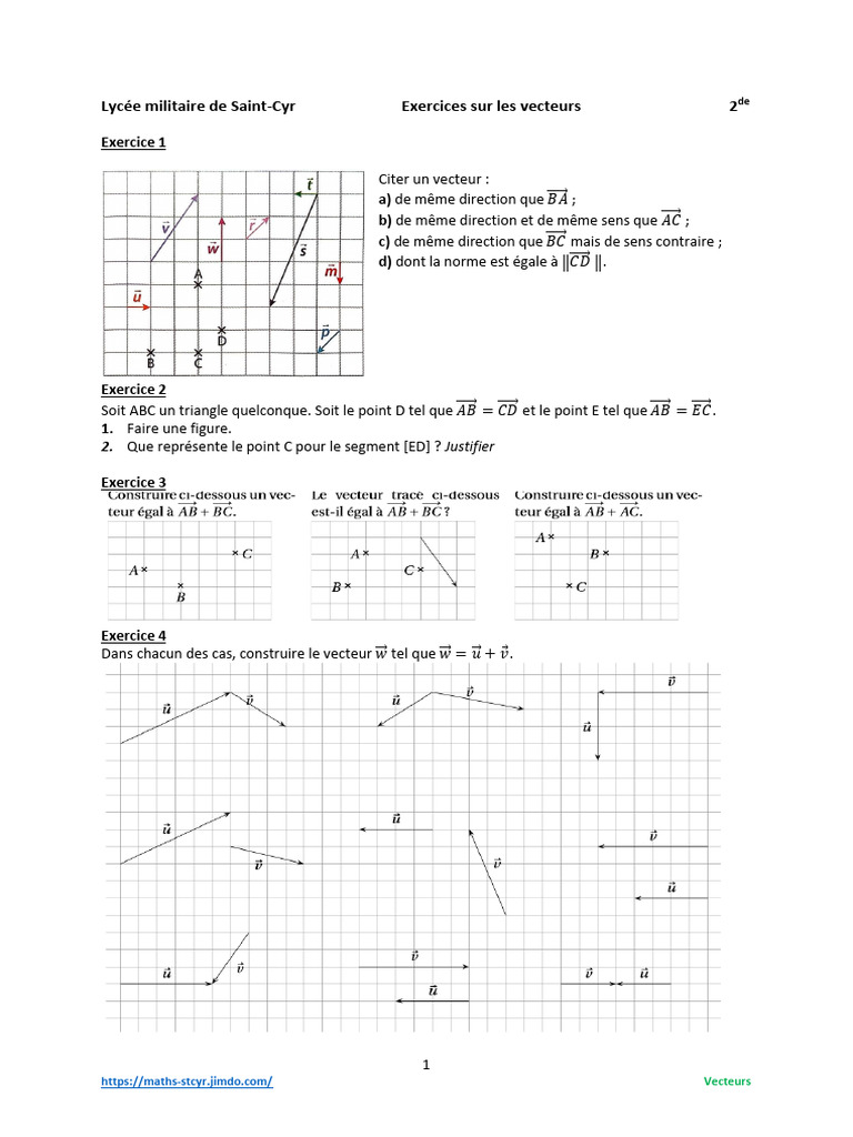 Exercices de Vecteurs pour Lycée | PDF | Euclide | Concepts mathématiques