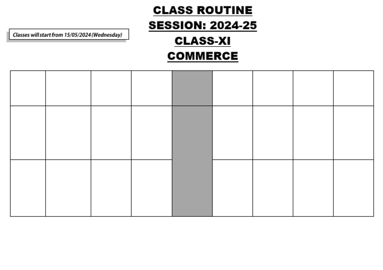 Class XI Commerce Routine 2024-25 | PDF