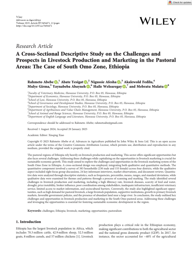 Livestock Production Challenges in Ethiopia | PDF | Pastoralism ...