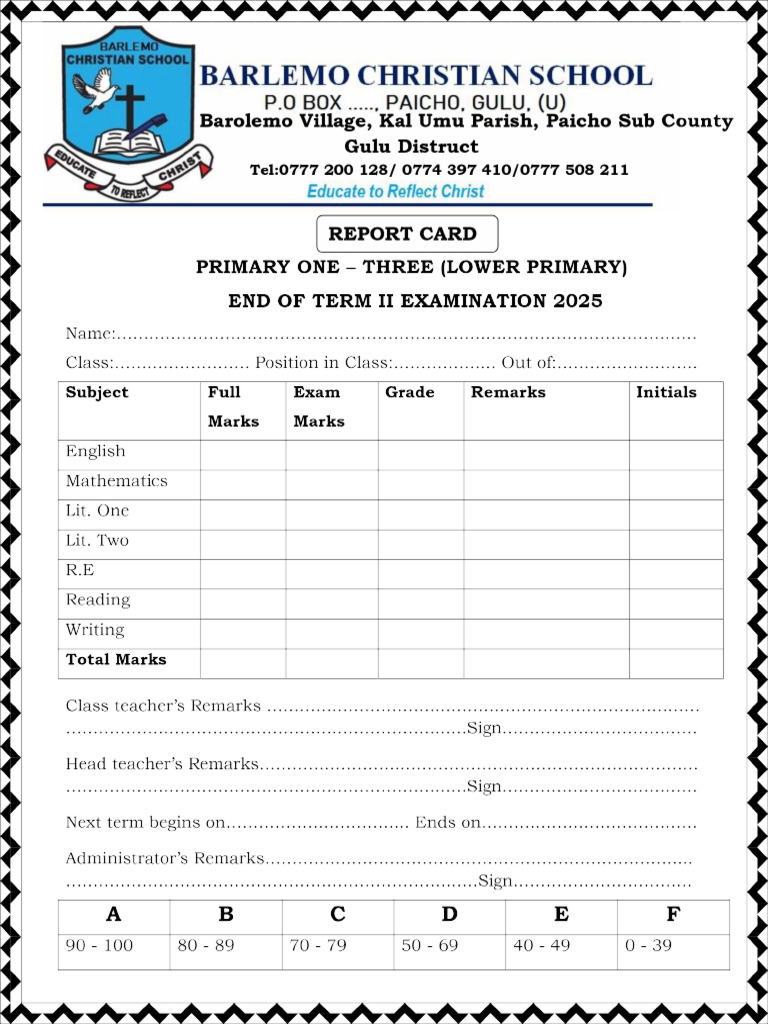 Barolemo Report Card Term II 2025 | PDF