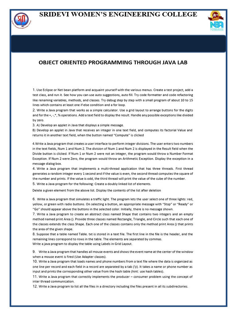 Java and Data Science Lab Experiments | PDF | Network Congestion | Routing