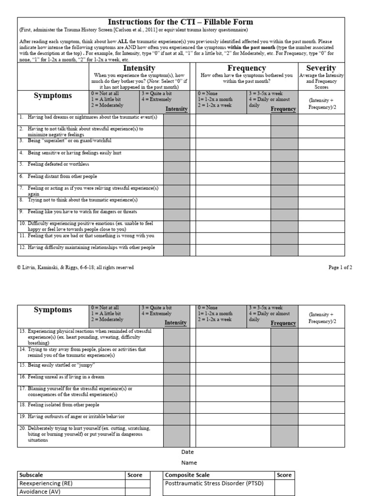 CTI Fillable Form Instructions | PDF | Psychological Trauma | Complex ...