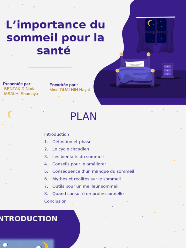 IMPORTANCE DE SOMMEIL (1) Soumaya Nada | PDF | Sommeil | Déterminant de ...