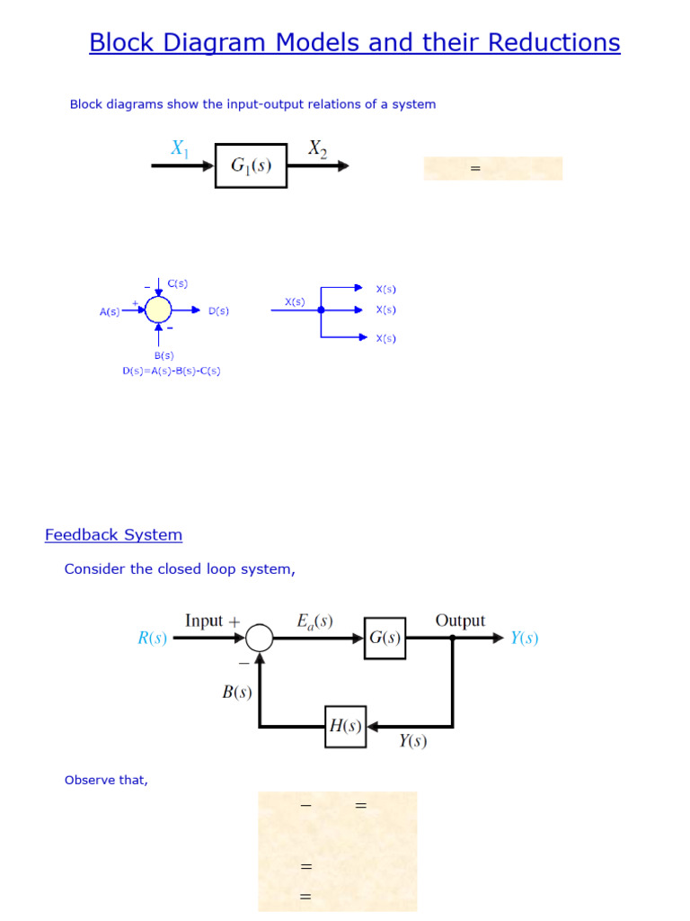 Block Diagram Models and Reductions Guide | PDF