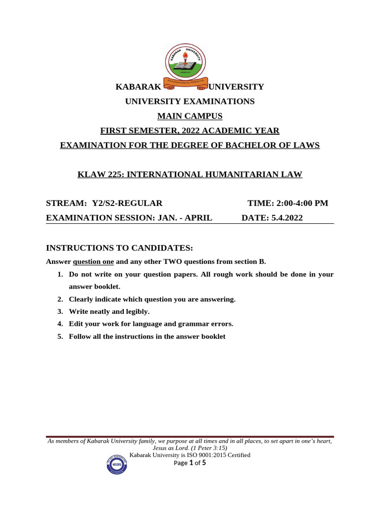 International Humanitarian Law Exam 2022 | PDF | International ...