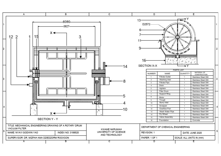 Rotary Drum Vacuum Filter Drawing | PDF | Filtration | Industrial Processes