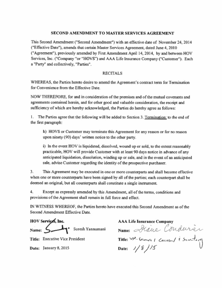Aaa Life Msa Amend 2 11.24.2014 | PDF