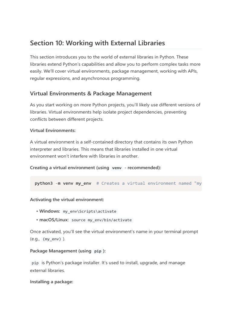 Python External Libraries Guide | PDF | Thread (Computing) | Regular ...
