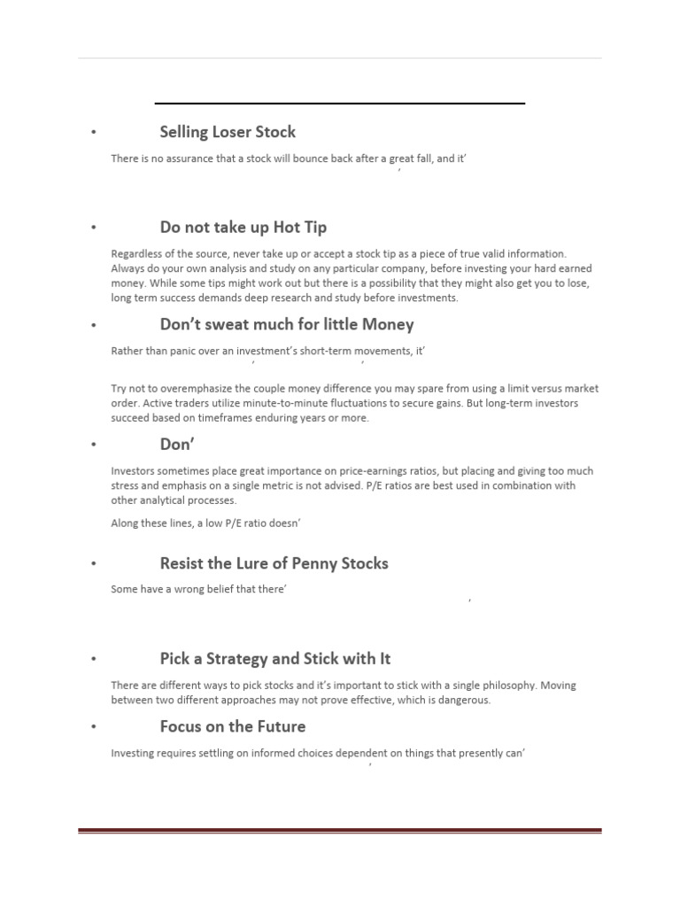 Long-Term Stock Investment Guide | PDF | Earnings Per Share | Investing