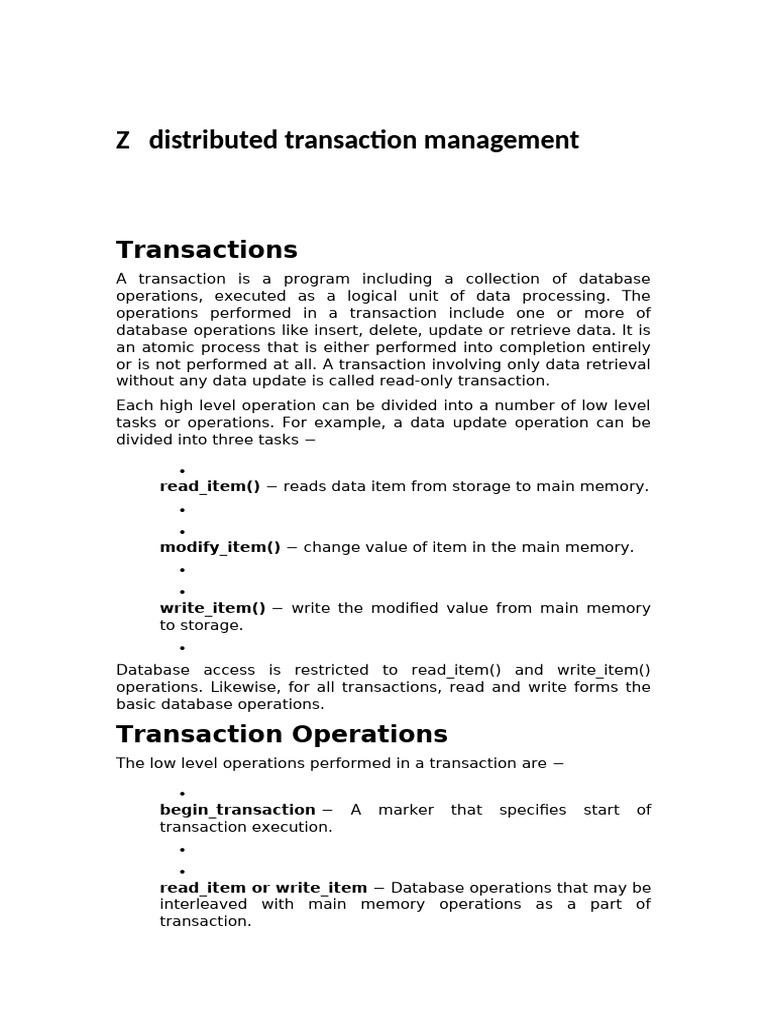 Distributed Transaction Management Guide | PDF | Database Transaction ...