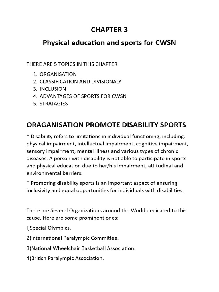 Chapter 3 Class 12 | PDF | Paralympic Games | Inclusion (Education)