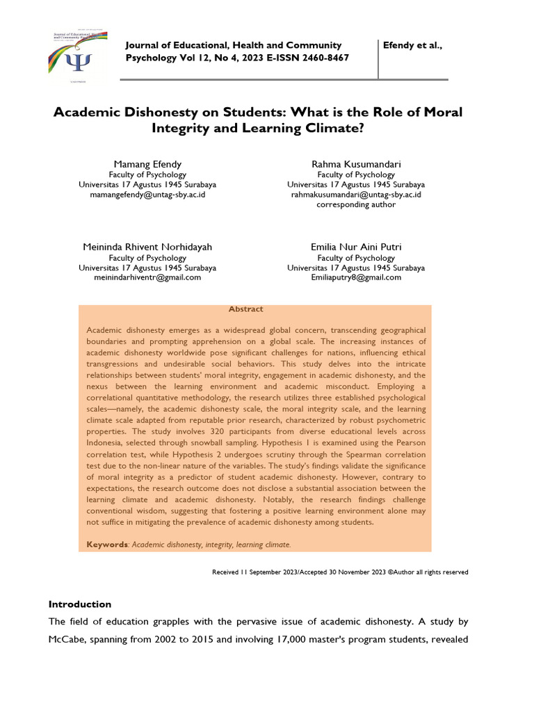 OK Academic Dishonesty | PDF | Academic Dishonesty | Psychometrics