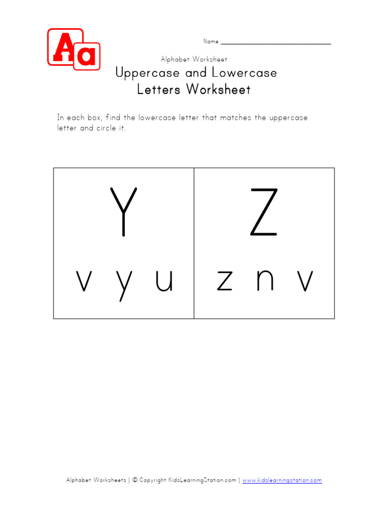 Uppercase Lowercase Worksheet Yz | PDF