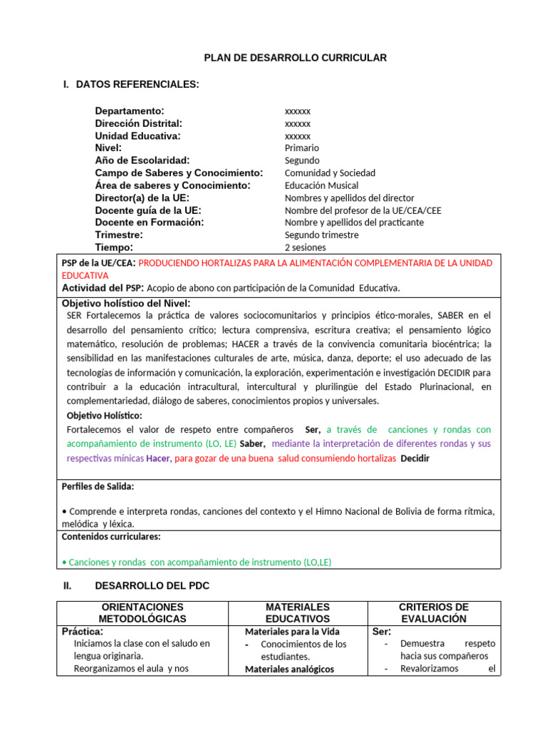 Modelo 8 de PDC 2025 | PDF | Plan de estudios | Maestros