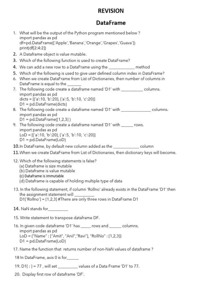 Python DataFrame Operations Guide | PDF | Computer Programming ...