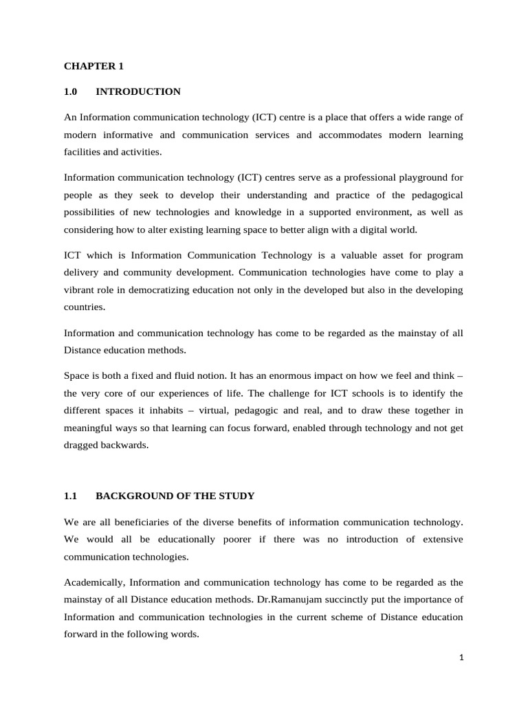 THE PROJECT Chapter 1 (Introduction) | PDF | Educational Technology ...
