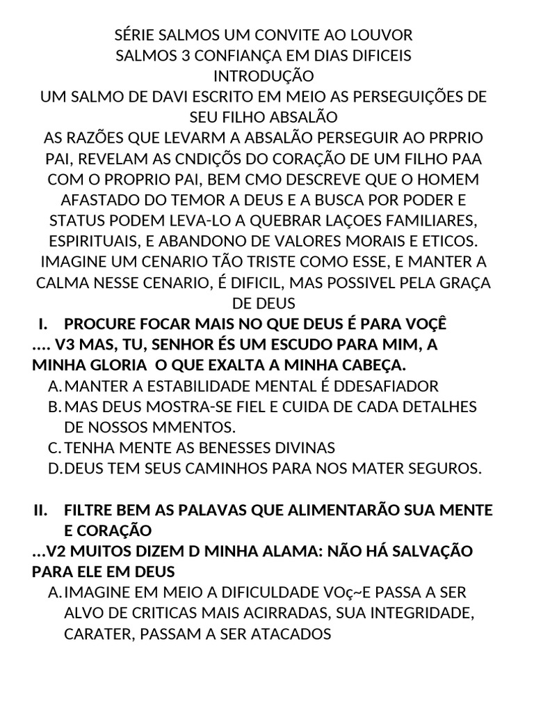 Salmo 3: Confiança em Tempos Difíceis | PDF | Deus | Oração