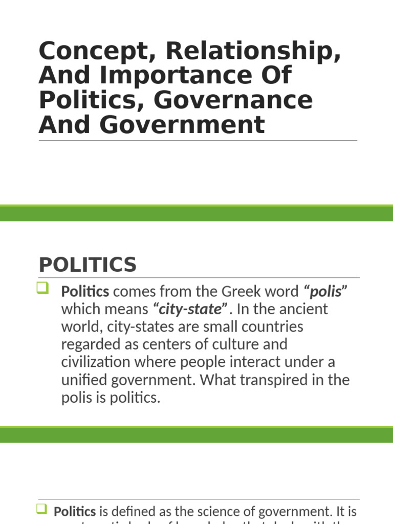 Politics, Governance, and Government Explained | PDF | Governance ...