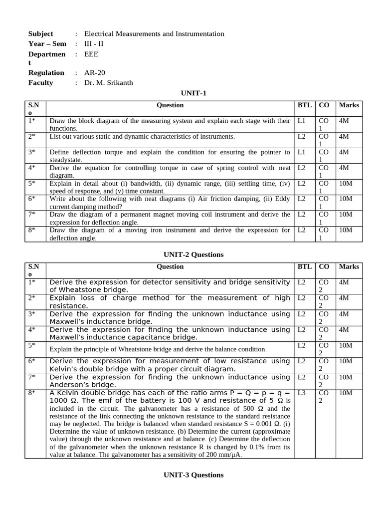 Electrical Measurements & Instrumentation Guide | PDF | Inductance ...