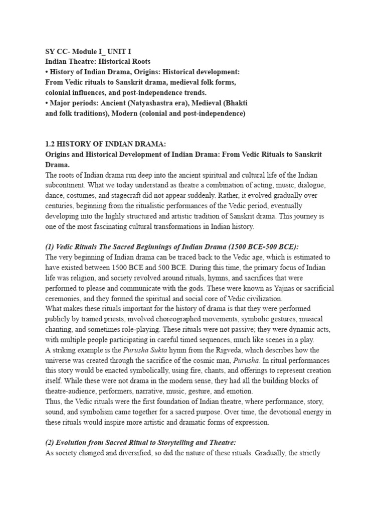 Sy Cc Notes Compiled | PDF | Vedas | Theatre