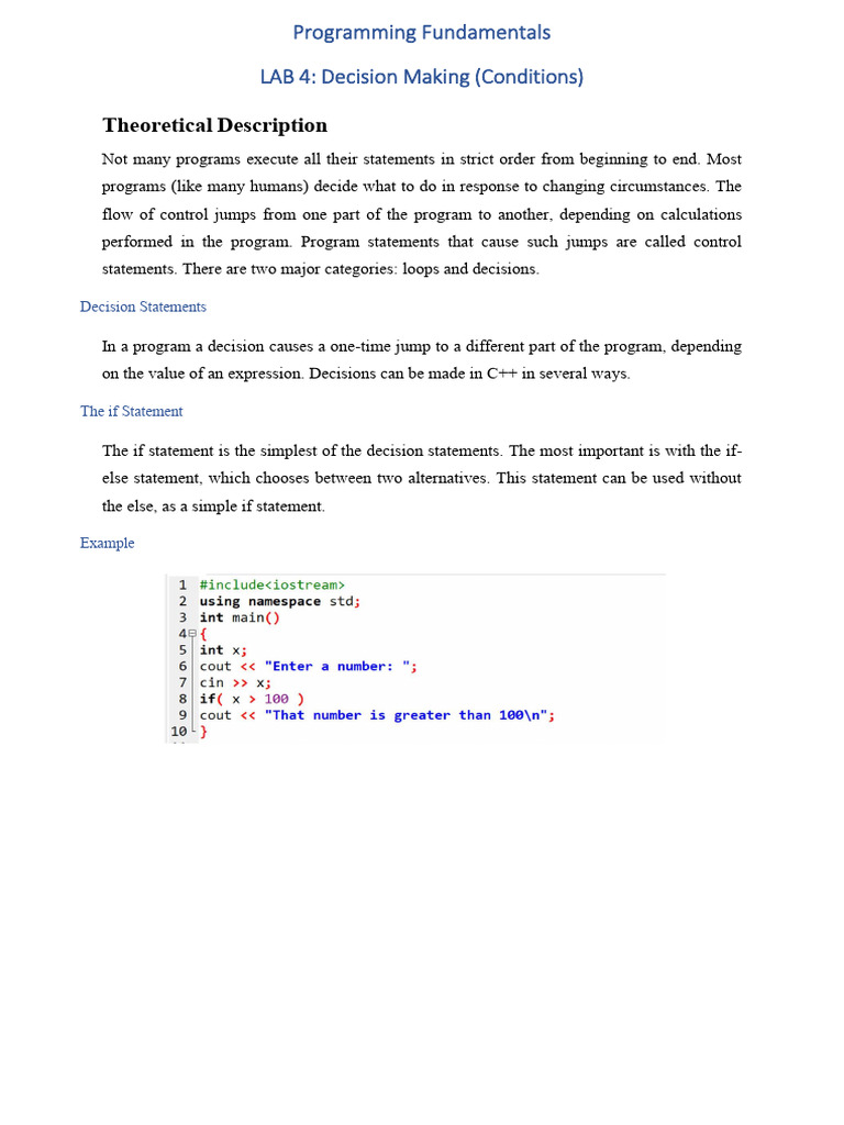 C++ Decision Making Basics | PDF | Control Flow | Computer Programming