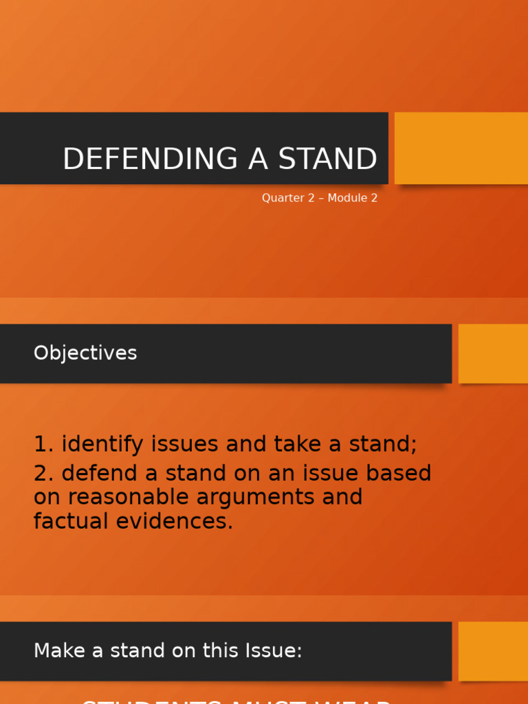Defending A Stand 090220 | PDF | Essays | Argument