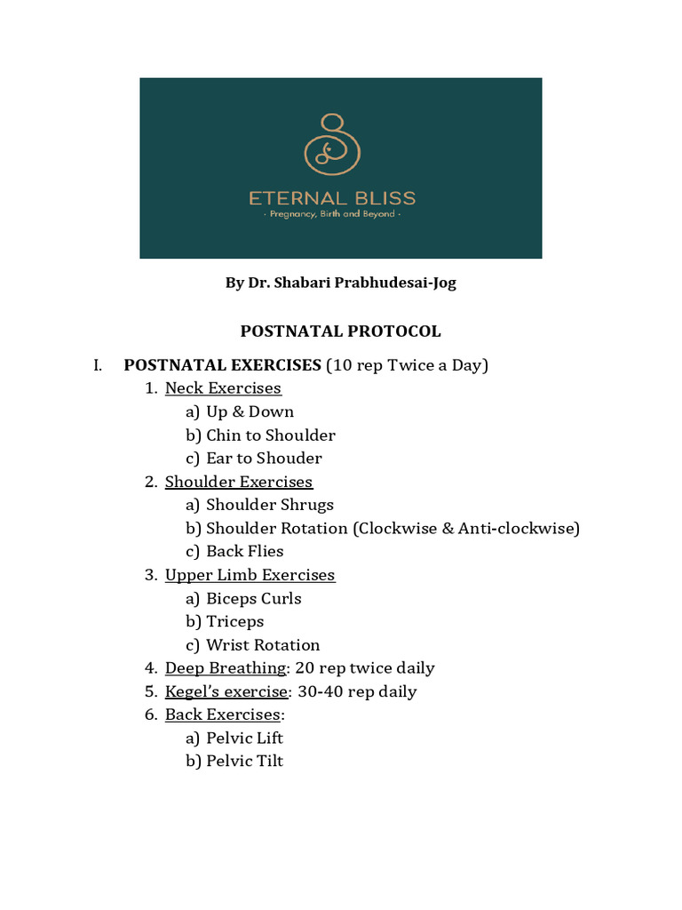 Postnatal Exercise and Care Guide | PDF | Postpartum Period | Breastfeeding