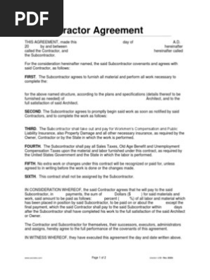 Subcontractor Agreement