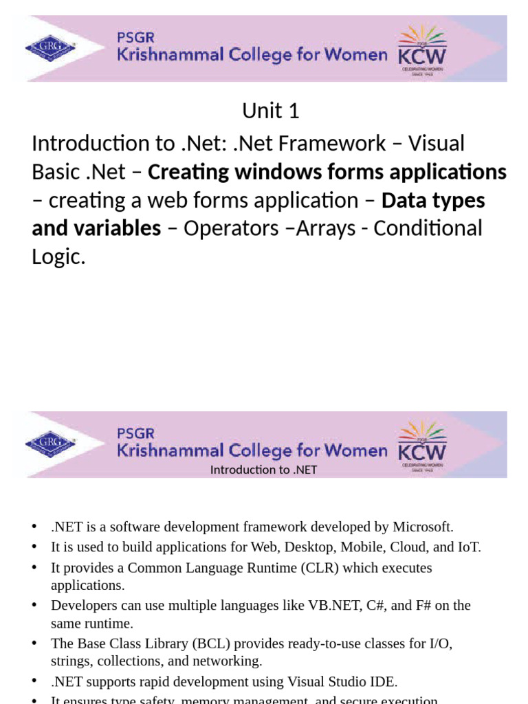 Introduction to .NET Framework Basics | PDF | Class (Computer ...