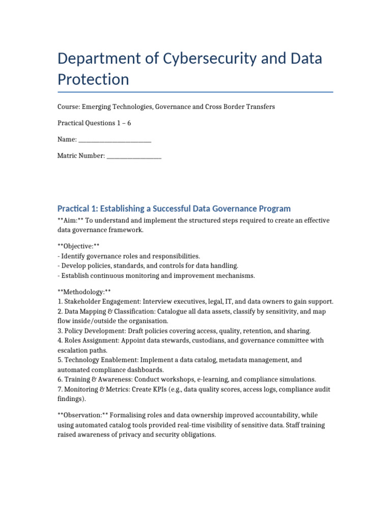 Data Governance & Cross-Border Compliance Guide | PDF | Regulatory ...