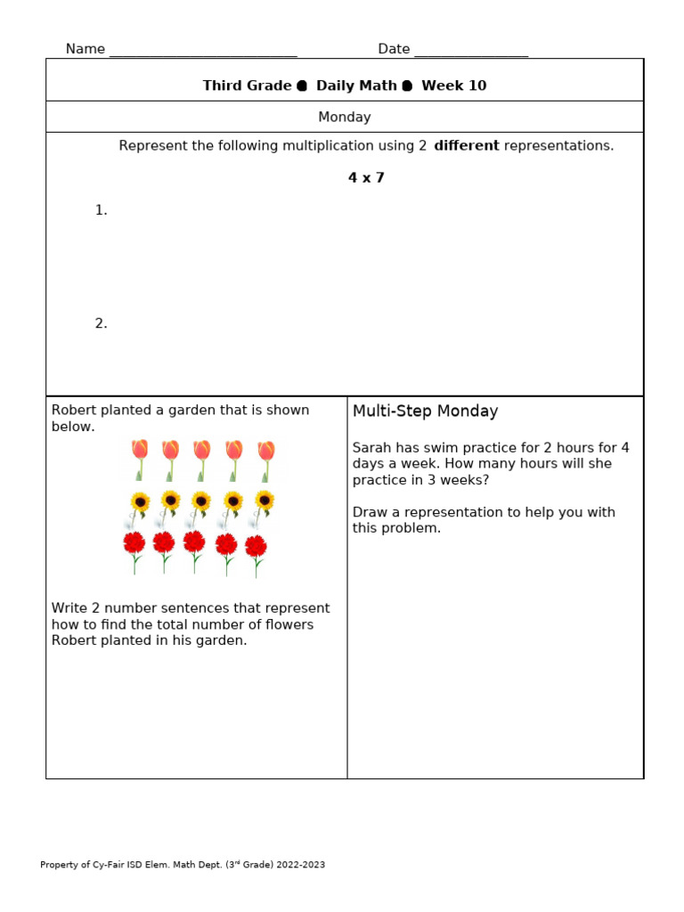 3rd Grade Daily Math 2223 WK 10 | PDF | Mathematics | Elementary ...