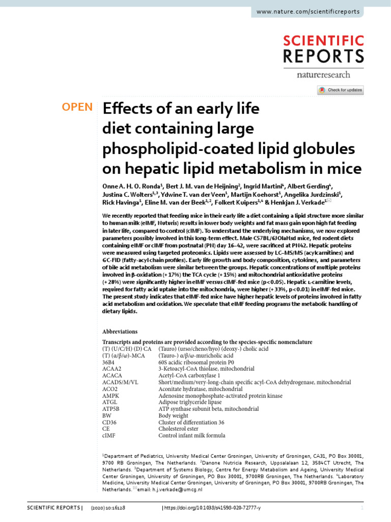 Early Life Diet's Impact on Liver Metabolism | PDF | Biochemistry ...